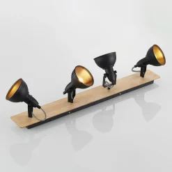 Aylis loftlampe, 4 lyskilder, 82 cm, sort, træ, E14^Lindby Clearance