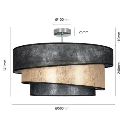 Lindby Ayvira loftlampe, sort, guld