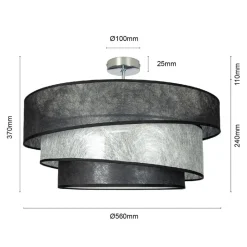 Lindby Ayvira loftlampe, sort, sølv