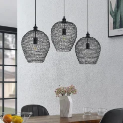 Lindby Benja pendellampe, 3 lyskilder, sort