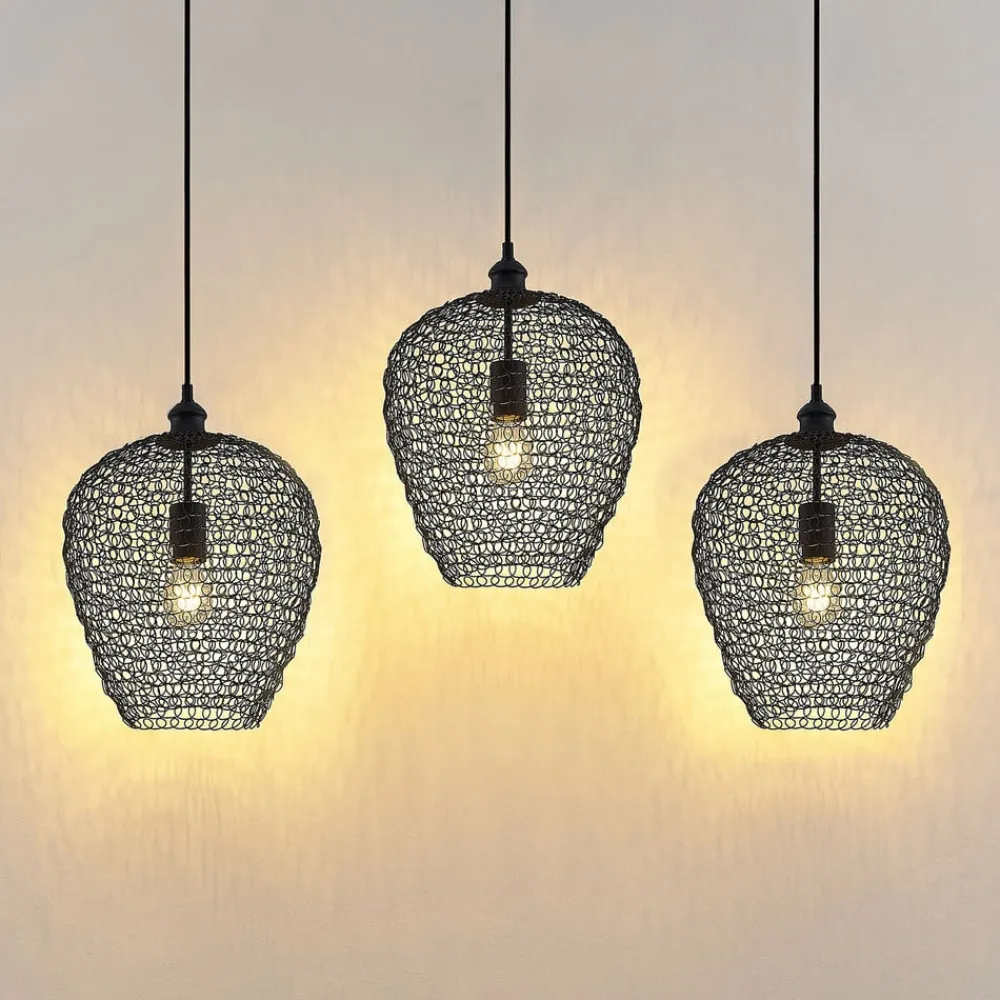 Lindby Benja pendellampe, 3 lyskilder, sort