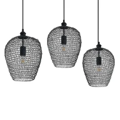 Lindby Benja pendellampe, 3 lyskilder, sort
