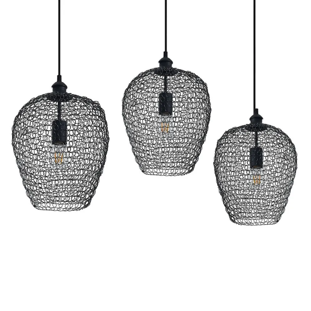 Lindby Benja pendellampe, 3 lyskilder, sort