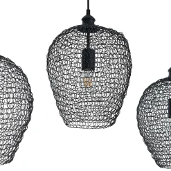 Lindby Benja pendellampe, 3 lyskilder, sort