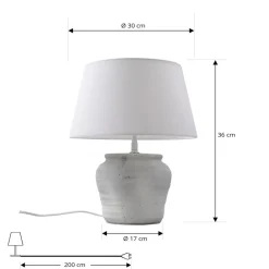Lindby bordlampe Aelith, Ø 30 cm, hvid, keramik, E27