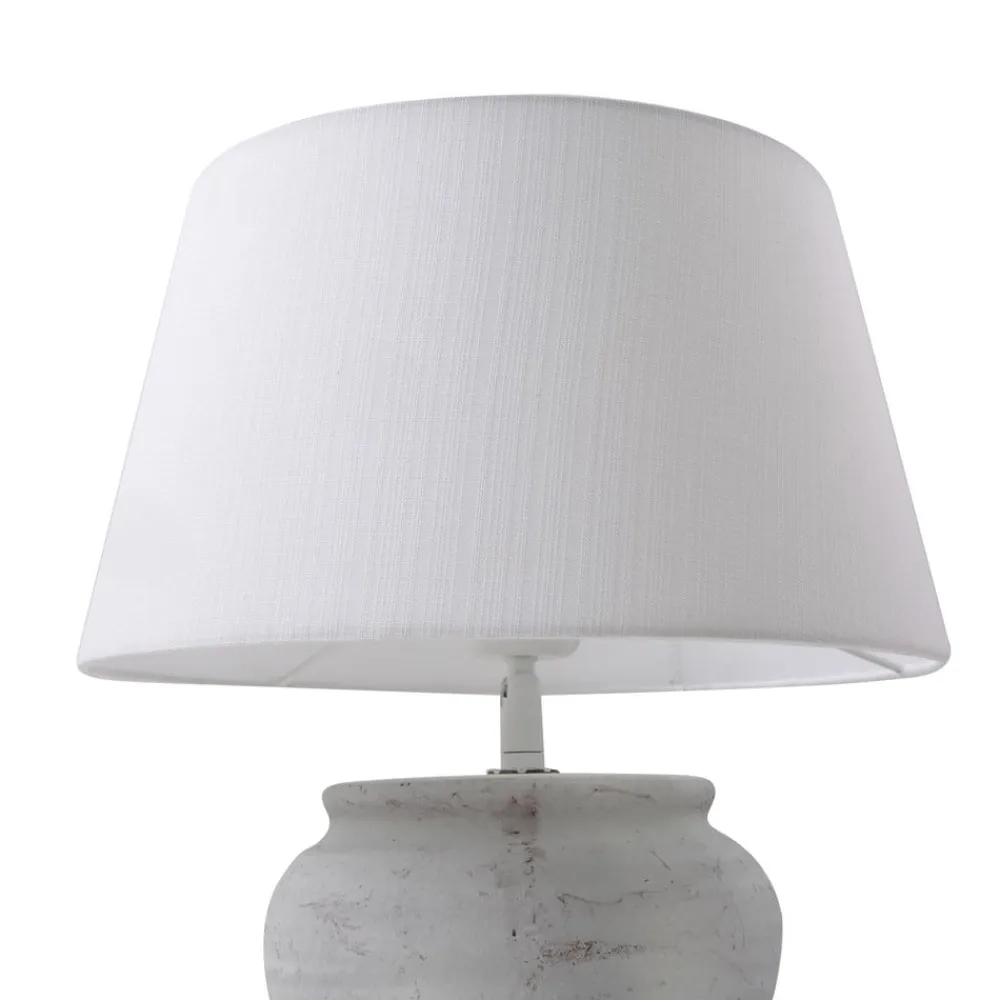 Lindby bordlampe Aelith, Ø 30 cm, hvid, keramik, E27