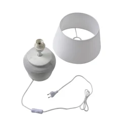 Lindby bordlampe Aelith, Ø 30 cm, hvid, keramik, E27