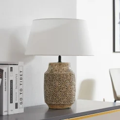 bordlampe Aelith, Ø 40 cm, brun, keramik, E27^Lindby Best