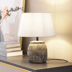 Lindby Bordlamper>bordlampe Aelith, Ø 30 cm, grå, keramik, E27