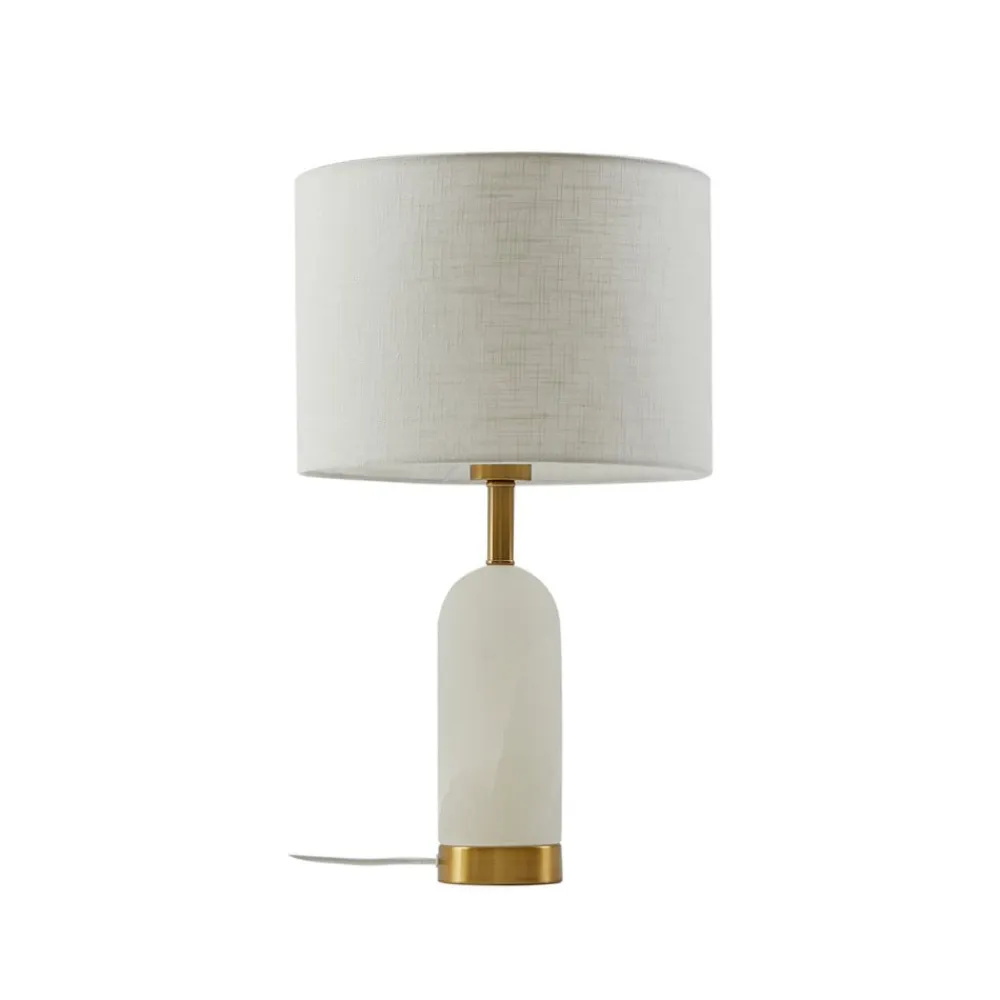 Lindby Pendellamper|Bordlamper>bordlampe alabast, hvid/guld, Ø 30 cm, marmor, E27