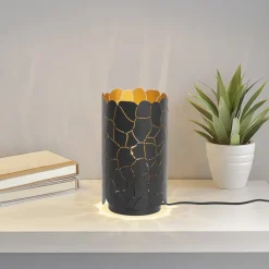 Lindby Bordlamper>bordlampe Aralena, sort/guld, højde 26,5 cm