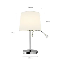 bordlampe Benjiro, hvid, tekstil, læselampe, 52 cm^Lindby Outlet