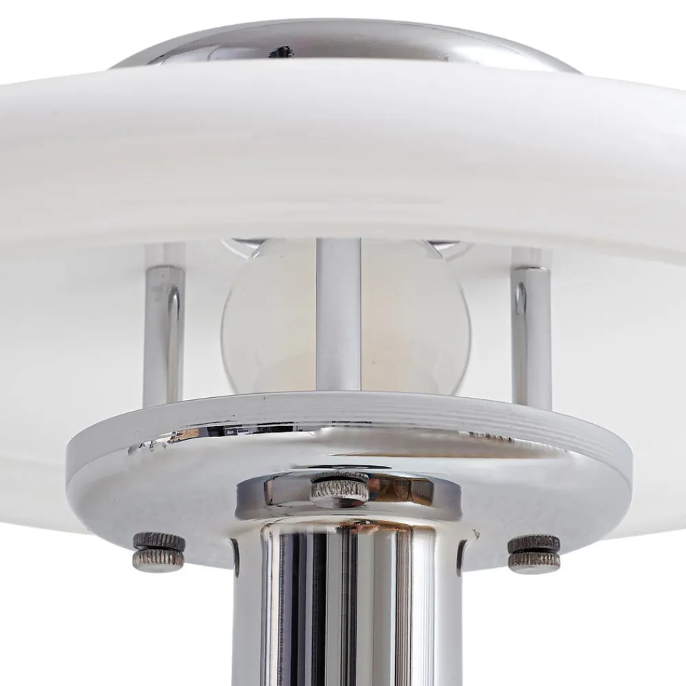 Lindby bordlampe Branford, retro, hvid/grøn opalglas/marmor