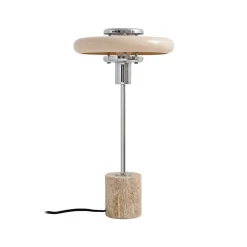 bordlampe Branford, retro, beige, metal/travertin^Lindby Discount