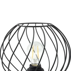 Lindby bordlampe Danika, sort, metal, Ø 25 cm