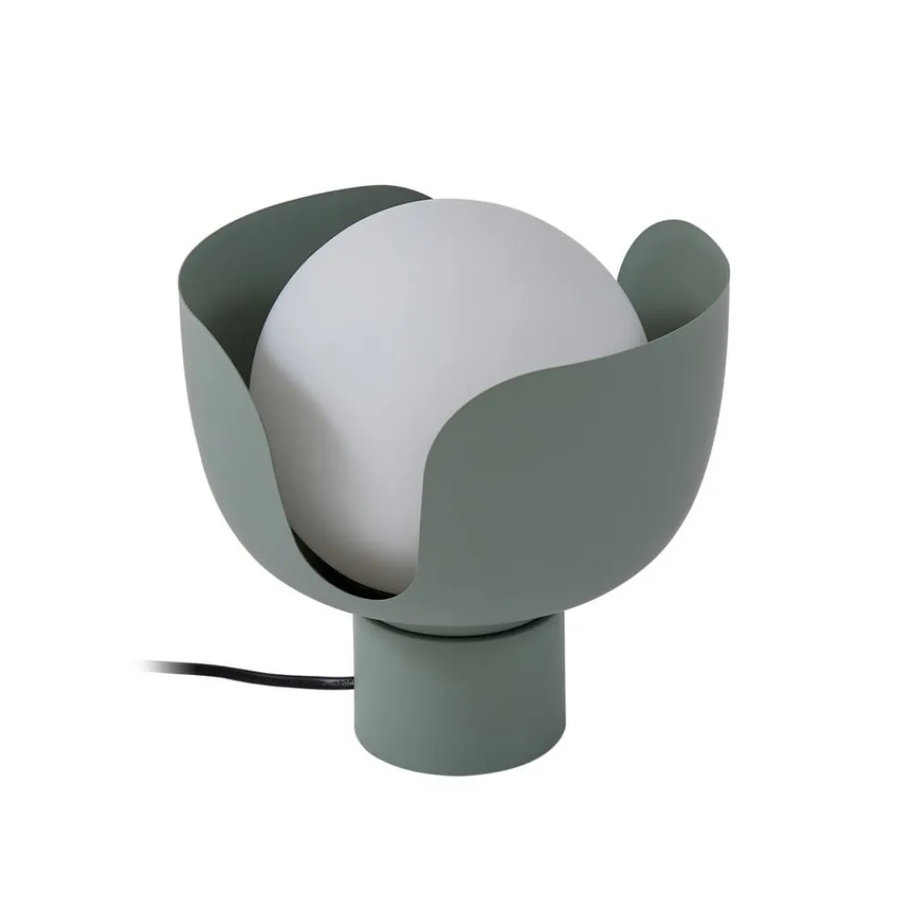 Lindby Bordlamper>bordlampe Fiora, grøn, glas, metal, Ø 20 cm