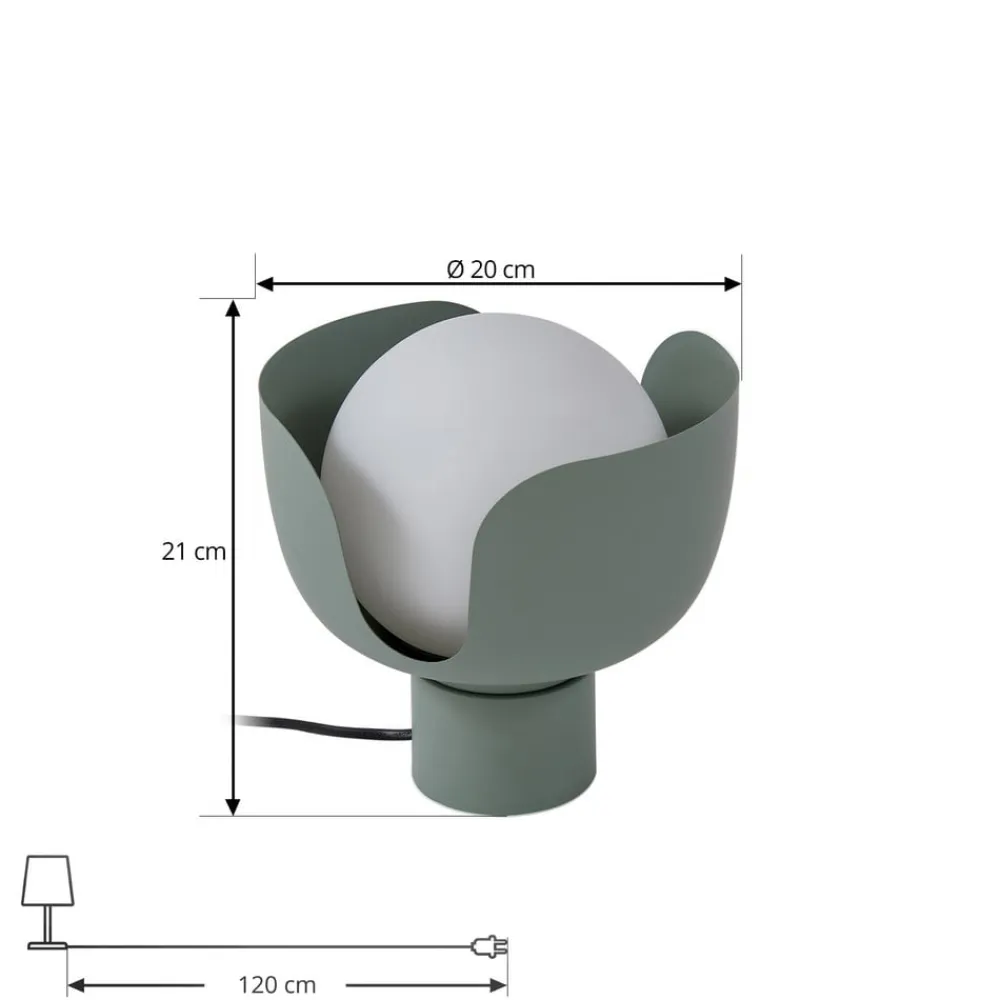 Lindby Bordlamper>bordlampe Fiora, grøn, glas, metal, Ø 20 cm