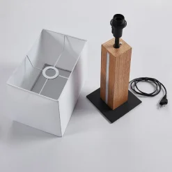 Lindby bordlampe Garry, 2 lyskilder, hvid, træ, 53 cm, E27