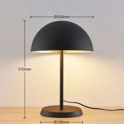 Lindby bordlampe Idalene, højde 51 cm, sort, metal