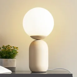 Lindby Pendellamper|Bordlamper>bordlampe Lennes, beige, glas, Ø 20 cm