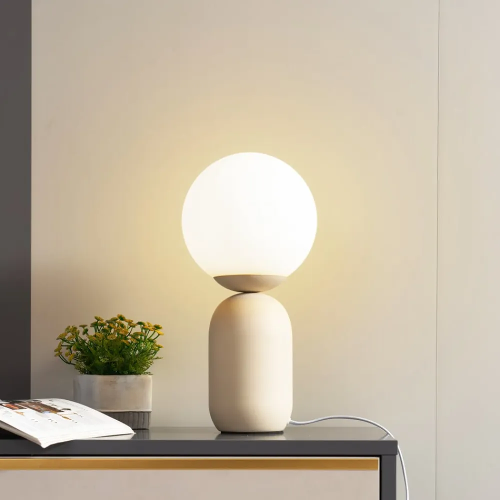 Lindby Pendellamper|Bordlamper>bordlampe Lennes, beige, glas, Ø 20 cm