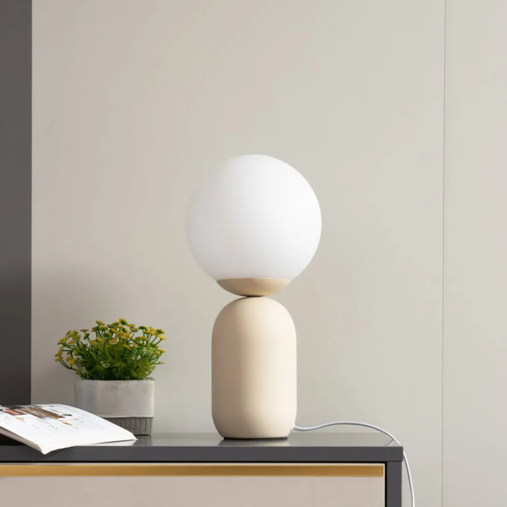 Lindby Pendellamper|Bordlamper>bordlampe Lennes, beige, glas, Ø 20 cm