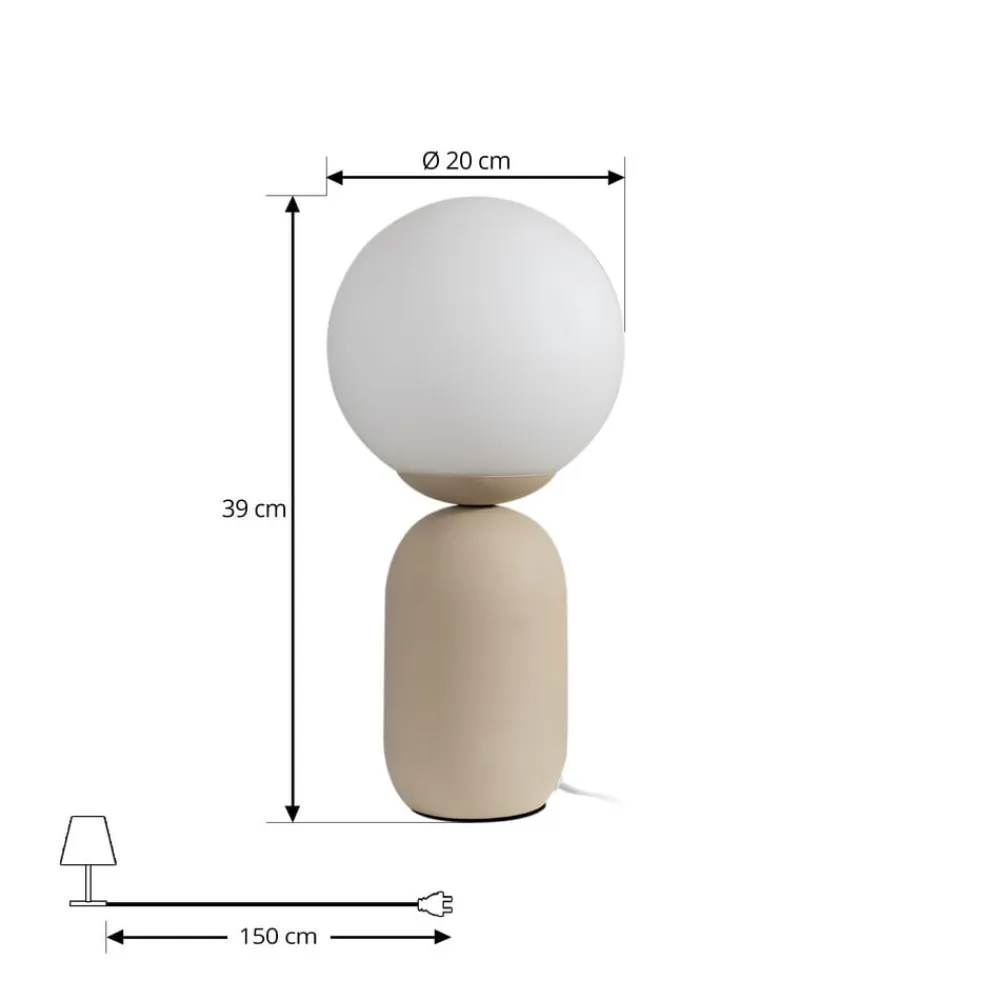 Lindby Pendellamper|Bordlamper>bordlampe Lennes, beige, glas, Ø 20 cm