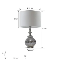 bordlampe Loraine, hvid/grå, glas, Ø 33 cm, E27^Lindby Clearance