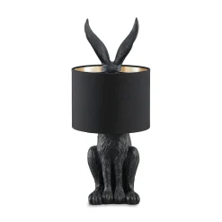 Lindby bordlampe Lorentina, 56 cm, kanin, sort, tekstil