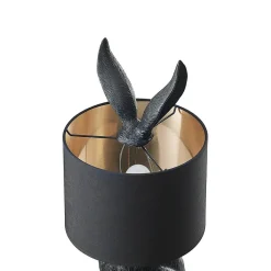 Lindby bordlampe Lorentina, 56 cm, kanin, sort, tekstil