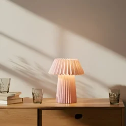 bordlampe Magali, pink, papir, Ø 34 cm, E14^Lindby Best