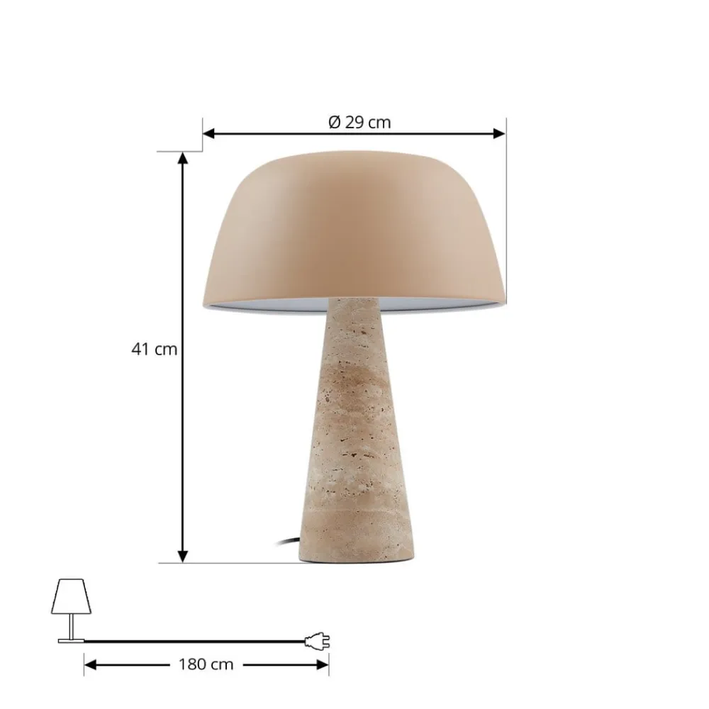 Lindby bordlampe Magritt, beige, metal, sten, 41 cm