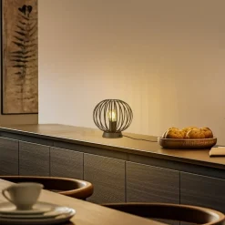 bordlampe Maivi, sort, 25 cm, jern, bur^Lindby Discount