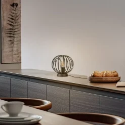 bordlampe Maivi, sort, 25 cm, jern, bur^Lindby Discount