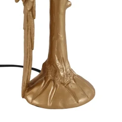 Lindby bordlampe Marula, guld, blomsterprint, tekstil, E27