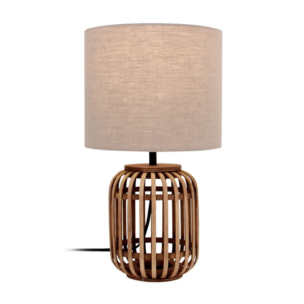 bordlampe Marzanna, grå, bambus, 42,5 cm, E27^Lindby Sale