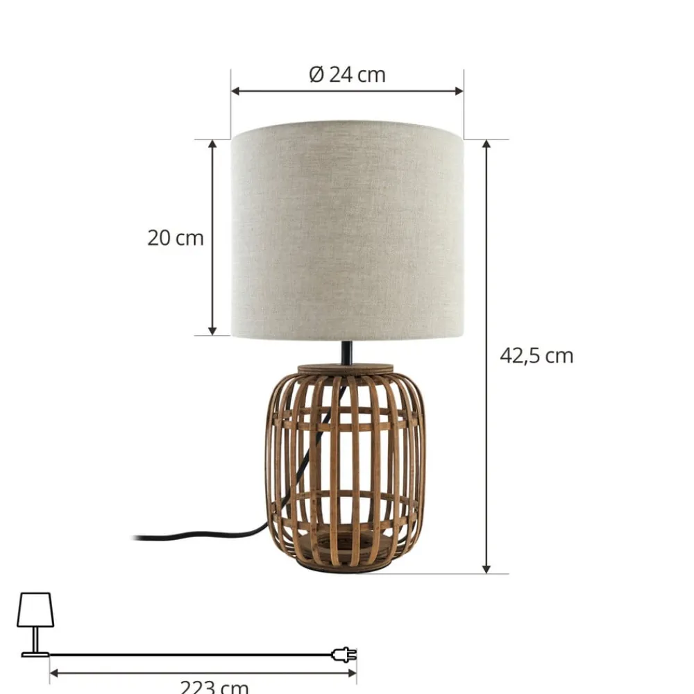 bordlampe Marzanna, grå, bambus, 42,5 cm, E27^Lindby Sale