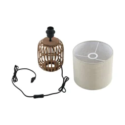 bordlampe Marzanna, grå, bambus, 42,5 cm, E27^Lindby Sale