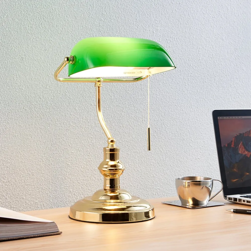 Lindby Arbejdsrum/Kontor|Pendellamper>bordlampe Milenka, messing, højde 39 cm, metal