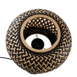 Lindby bordlampe Nerys, sort, bambus, Ø 28 cm