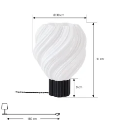 Lindby bordlampe Nuvia, højde 39,1 cm, hvid, 3D-print