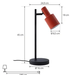 Lindby bordlampe Ovelia, orange/sort, metal, E27