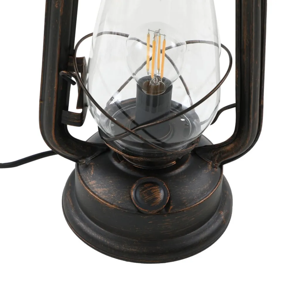 Lindby Pendellamper|Bordlamper>bordlampe Raisa, rustfarvet, metal, lygte, E14