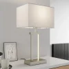 Lindby bordlampe Sigurd, hvid, stof, højde 54 cm, E27