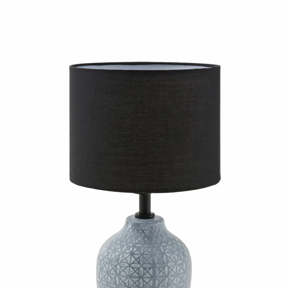 Lindby bordlampe Thalassia, grå/sort, Ø 20cm, keramik