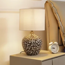 bordlampe Thalassia, sort/hvid, Ø 26cm, keramik^Lindby Online