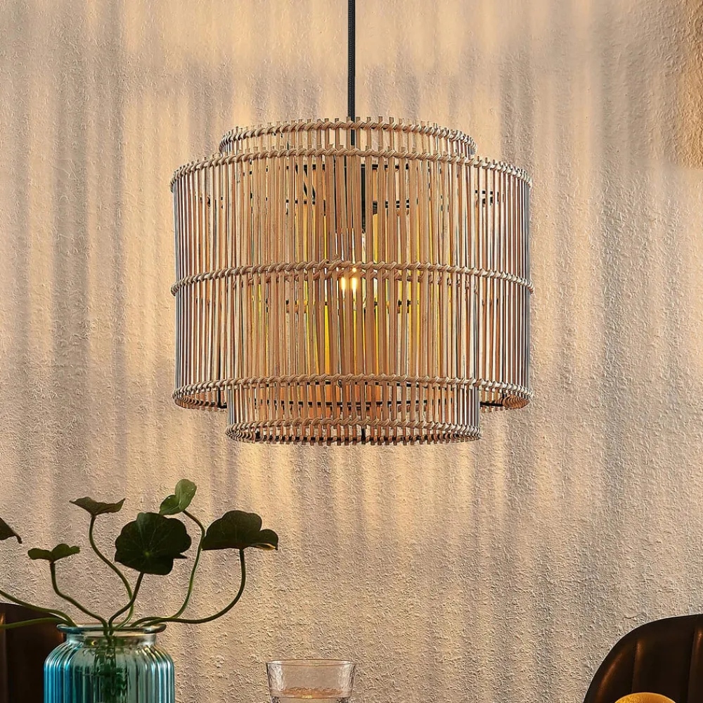 Lindby Gang|Pendellamper>Bridga pendellampe, Ø 35 cm, sort, bambus