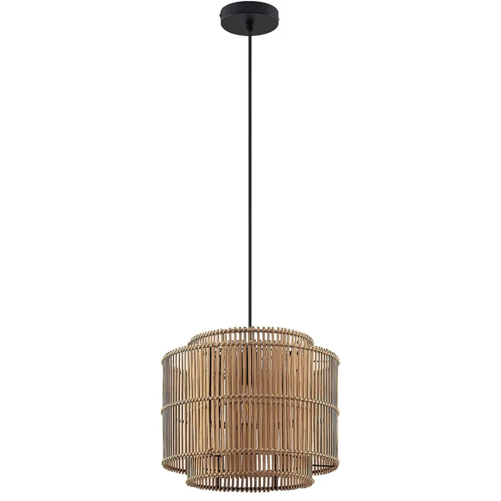 Lindby Gang|Pendellamper>Bridga pendellampe, Ø 35 cm, sort, bambus