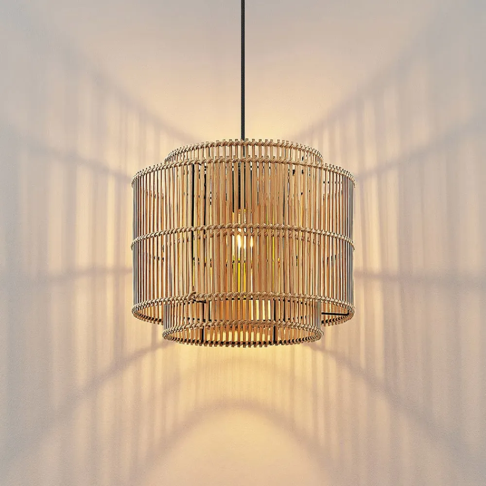 Lindby Gang|Pendellamper>Bridga pendellampe, Ø 35 cm, sort, bambus