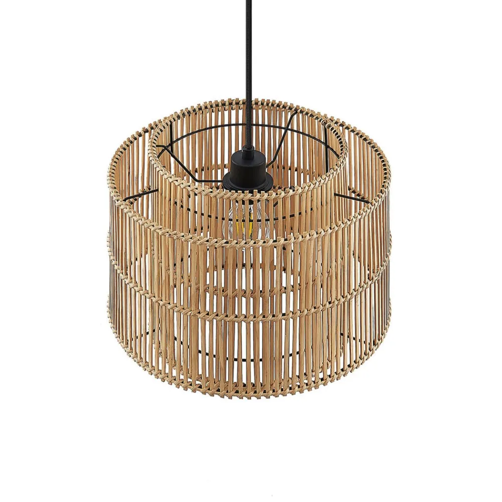 Lindby Gang|Pendellamper>Bridga pendellampe, Ø 35 cm, sort, bambus